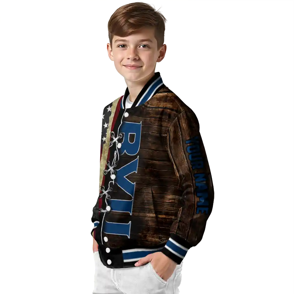 custom byu cougars flag wood brown varsity jacket trendy custom byu cougars flag wood brown varsity jacket trendy