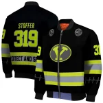 custom byu cougars heartbeat accent black green bomber jacket best selling