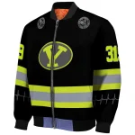 custom byu cougars heartbeat accent black green bomber jacket best selling
