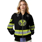 custom byu cougars heartbeat accent black green bomber jacket best selling