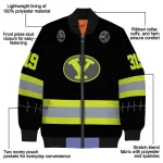 custom byu cougars heartbeat accent black green bomber jacket best selling