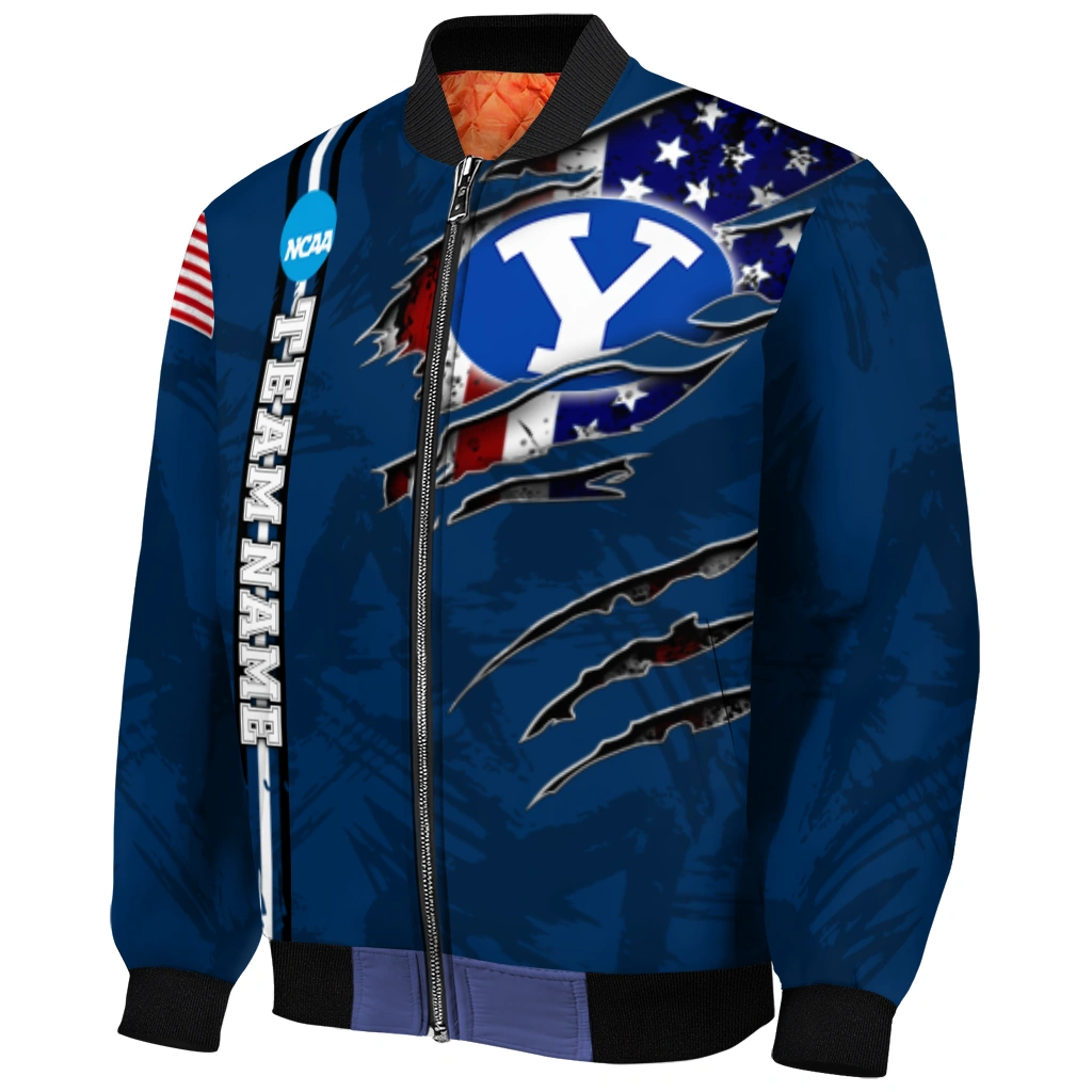 custom byu cougars usa flag claws blue bomber jacket fashion forward custom byu cougars usa flag claws blue bomber jacket fashion forward