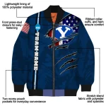 custom byu cougars usa flag claws blue bomber jacket best selling