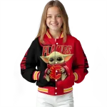 custom calgary flames adorable yoda red black varsity jacket best selling