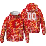 custom calgary flames brushstroke pattern red windbreaker jacket best selling