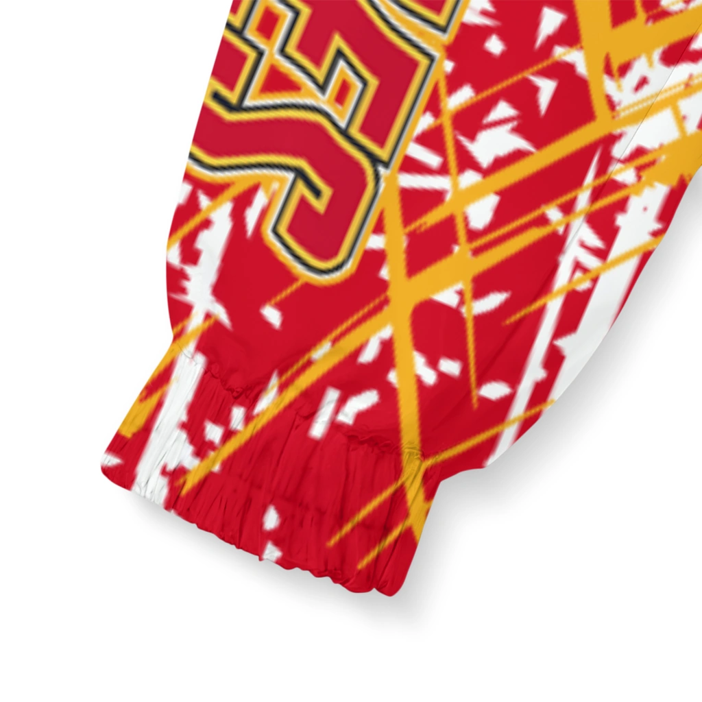 custom calgary flames brushstroke pattern red windbreaker jacket latest model custom calgary flames brushstroke pattern red windbreaker jacket latest model