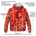 custom calgary flames brushstroke pattern red windbreaker jacket best selling