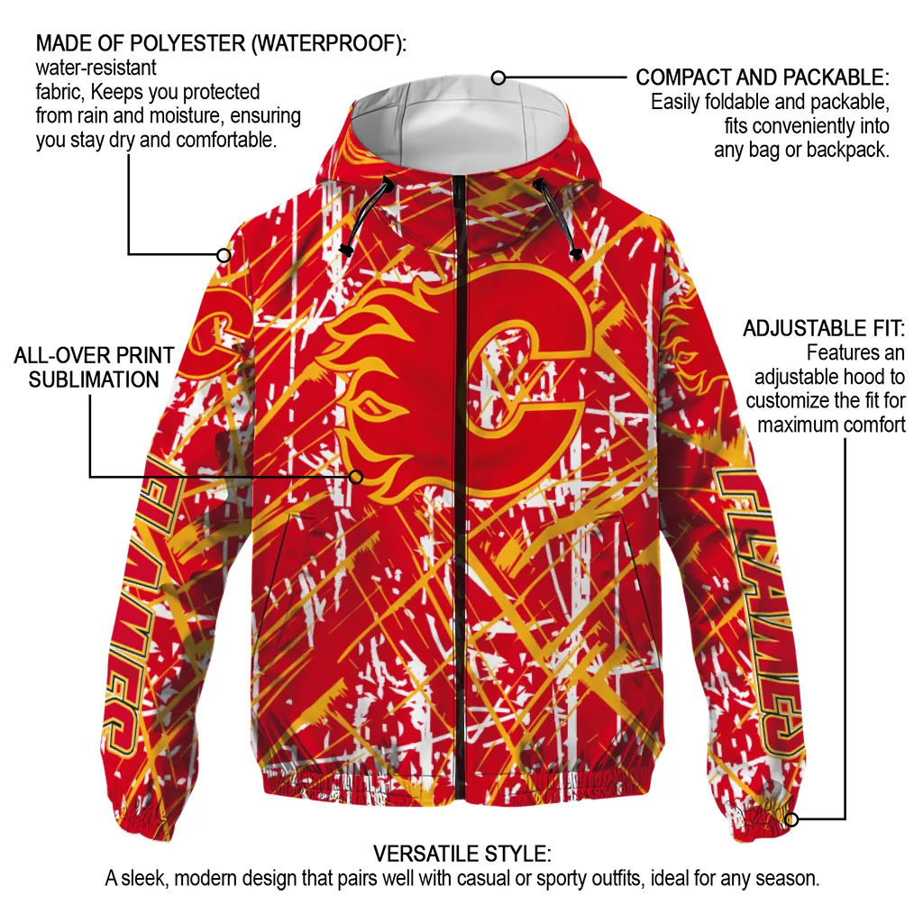 custom calgary flames brushstroke pattern red windbreaker jacket new arrival custom calgary flames brushstroke pattern red windbreaker jacket new arrival