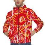 custom calgary flames brushstroke pattern red windbreaker jacket best selling