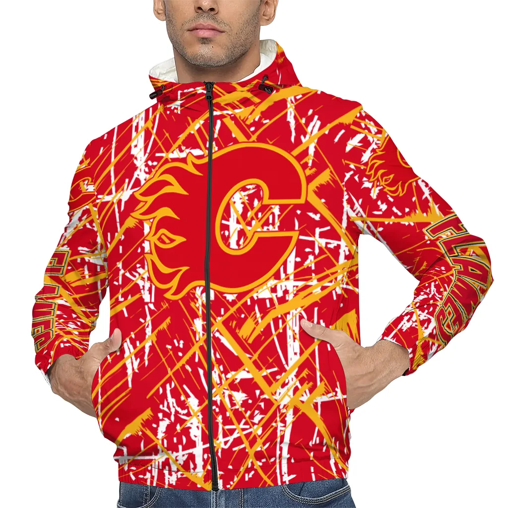 custom calgary flames brushstroke pattern red windbreaker jacket top rated custom calgary flames brushstroke pattern red windbreaker jacket top rated
