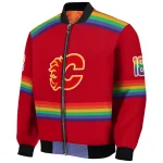 custom calgary flames rainbow jersey number red bomber jacket best selling