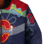 custom calgary flames spongebob playtime red blue bomber jacket best selling