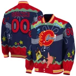 custom calgary flames spongebob playtime red blue varsity jacket best selling