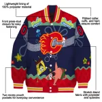 custom calgary flames spongebob playtime red blue varsity jacket best selling