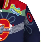 custom calgary flames spongebob playtime red blue varsity jacket best selling