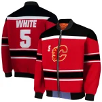custom calgary flames stripe statement red black bomber jacket best selling