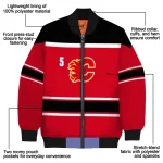 custom calgary flames stripe statement red black bomber jacket best selling