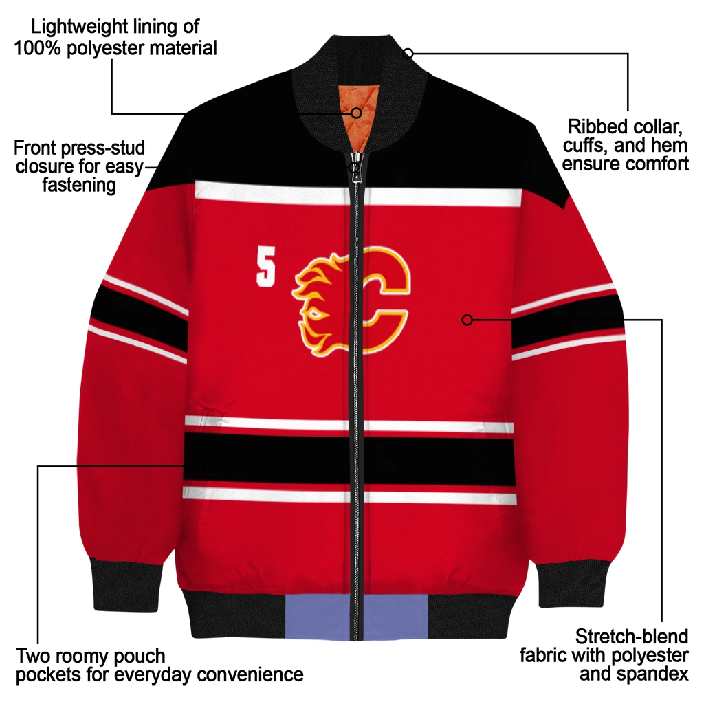 custom calgary flames stripe statement red black bomber jacket new arrival custom calgary flames stripe statement red black bomber jacket new arrival