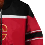 custom calgary flames stripe statement red black bomber jacket best selling