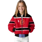 custom calgary flames stripe statement red black bomber jacket best selling