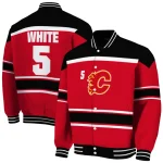 custom calgary flames stripe statement red black varsity jacket best selling