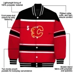 custom calgary flames stripe statement red black varsity jacket best selling