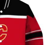 custom calgary flames stripe statement red black varsity jacket best selling