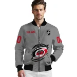 custom carolina hurricanes claw streak grey bomber jacket best selling