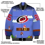 custom carolina hurricanes mario blocks blue black varsity jacket best selling