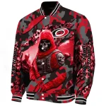 custom carolina hurricanes skull horde red varsity jacket best selling