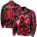 custom carolina hurricanes skull horde red varsity jacket best selling