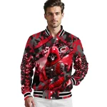 custom carolina hurricanes skull horde red varsity jacket best selling