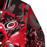 custom carolina hurricanes skull horde red varsity jacket best selling