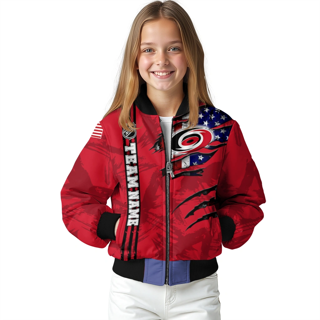 custom carolina hurricanes usa flag rips red bomber jacket top rated custom carolina hurricanes usa flag rips red bomber jacket top rated