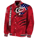 custom carolina hurricanes usa flag rips red varsity jacket best selling