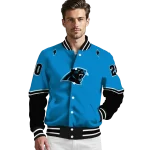 custom carolina panthers chevron style blue varsity jacket best selling