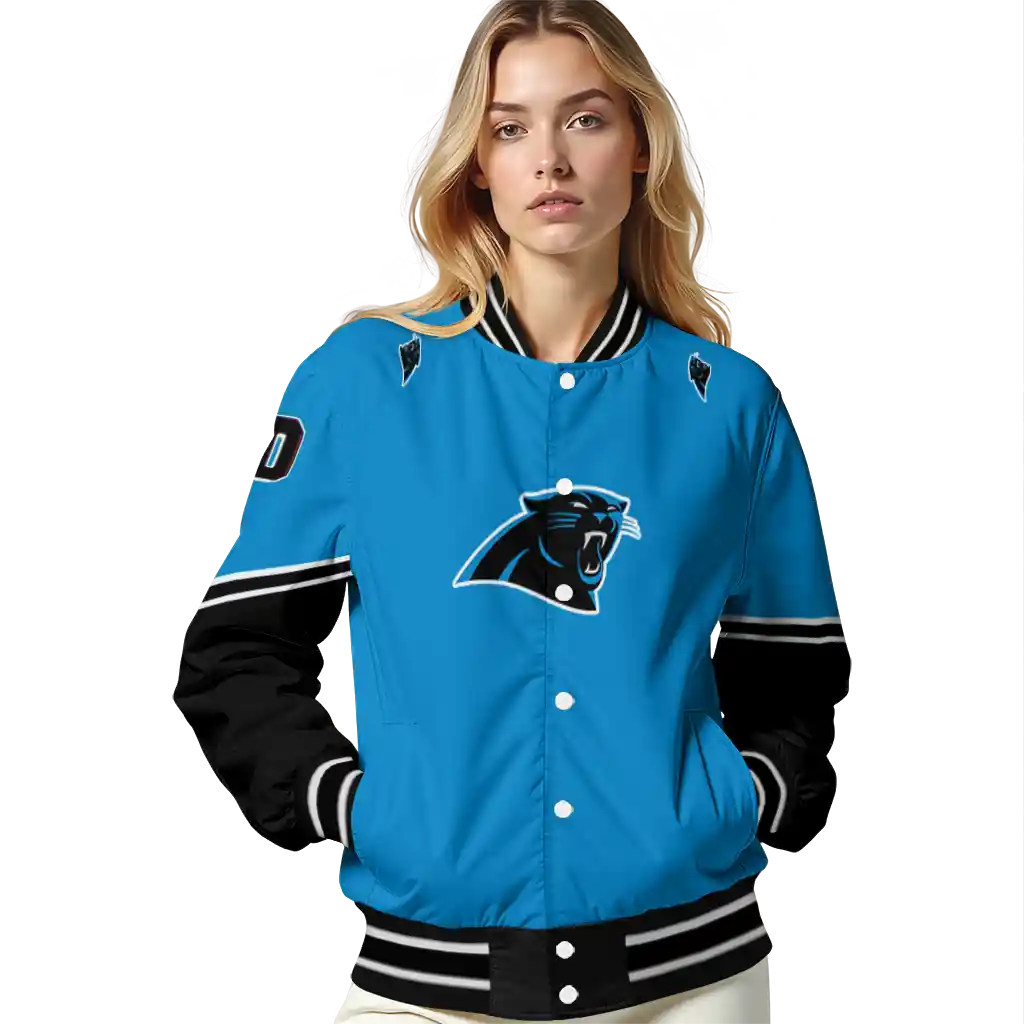 custom carolina panthers chevron style blue varsity jacket latest model custom carolina panthers chevron style blue varsity jacket latest model
