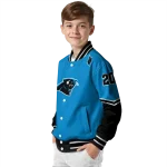 custom carolina panthers chevron style blue varsity jacket best selling