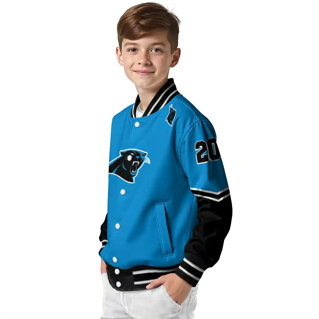 custom carolina panthers chevron style blue varsity jacket trendy custom carolina panthers chevron style blue varsity jacket trendy