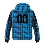 custom carolina panthers lightning strike grid blue windbreaker jacket best selling