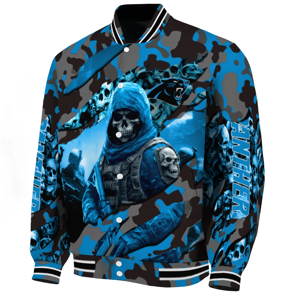 custom carolina panthers skull horde blue varsity jacket best selling custom carolina panthers skull horde blue varsity jacket best selling