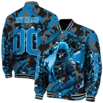 custom carolina panthers skull horde blue varsity jacket best selling