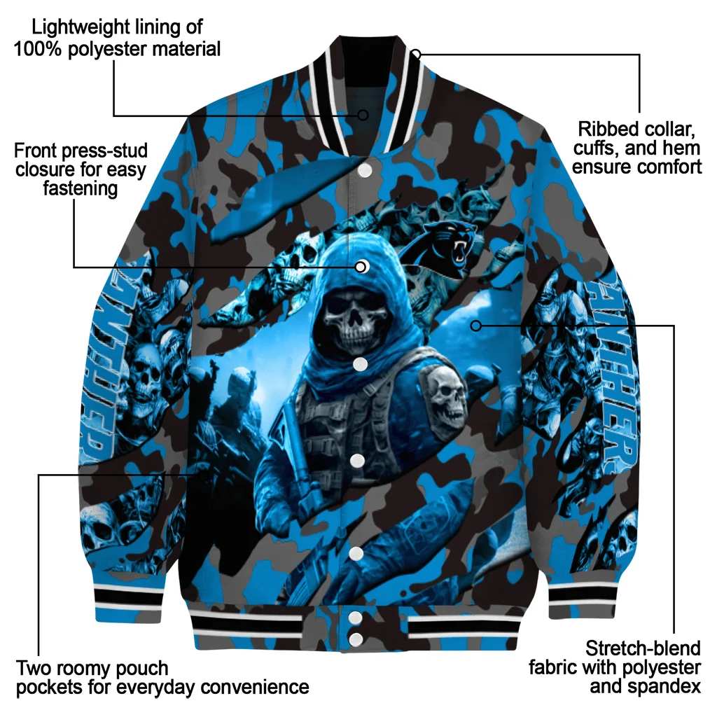 custom carolina panthers skull horde blue varsity jacket new arrival custom carolina panthers skull horde blue varsity jacket new arrival