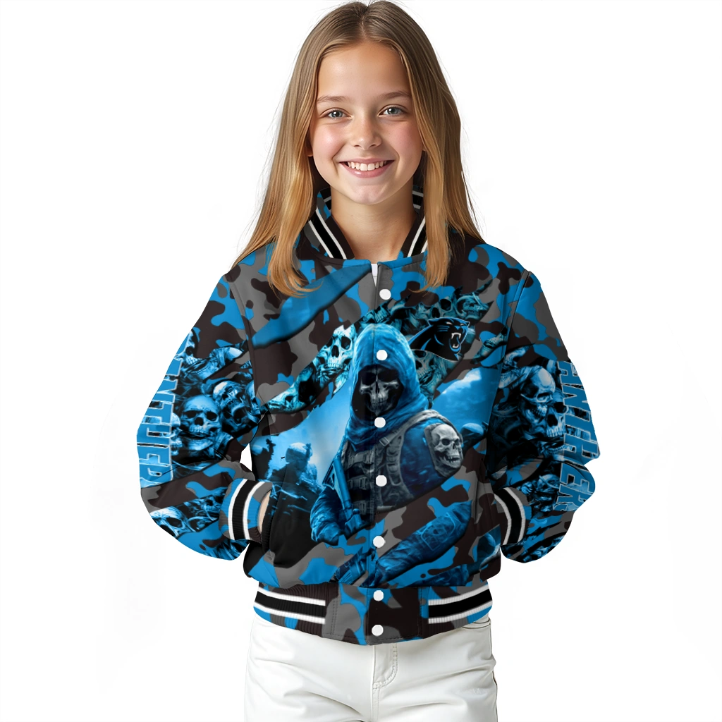 custom carolina panthers skull horde blue varsity jacket top rated custom carolina panthers skull horde blue varsity jacket top rated