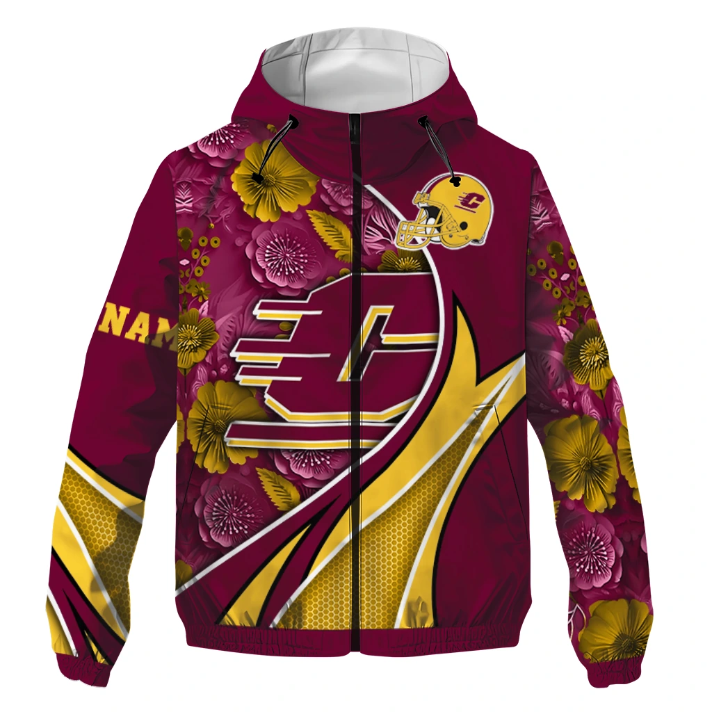 custom central michigan chippewas blossoms helmet maroon windbreaker jacket best selling custom central michigan chippewas blossoms helmet maroon windbreaker jacket best selling