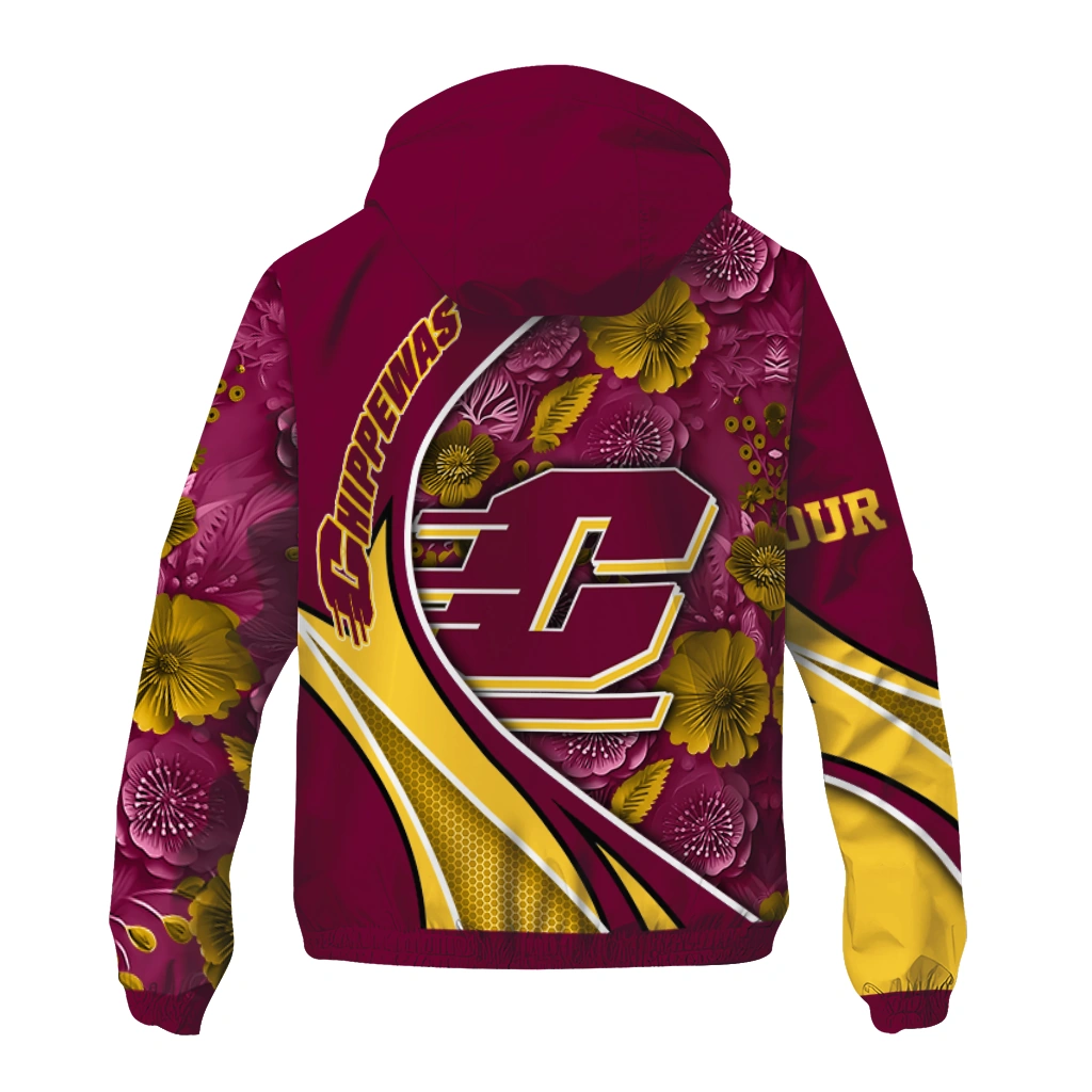 custom central michigan chippewas blossoms helmet maroon windbreaker jacket fashion forward custom central michigan chippewas blossoms helmet maroon windbreaker jacket fashion forward