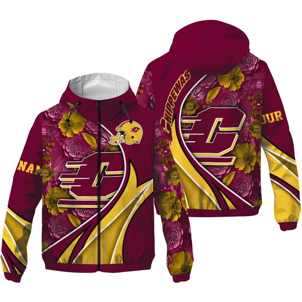 custom central michigan chippewas blossoms helmet maroon windbreaker jacket high quality custom central michigan chippewas blossoms helmet maroon windbreaker jacket high quality