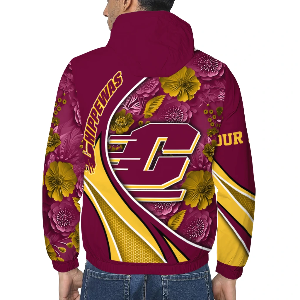 custom central michigan chippewas blossoms helmet maroon windbreaker jacket trendy custom central michigan chippewas blossoms helmet maroon windbreaker jacket trendy
