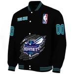 custom charlotte hornets claw edge black varsity jacket best selling