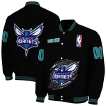 custom charlotte hornets claw edge black varsity jacket best selling